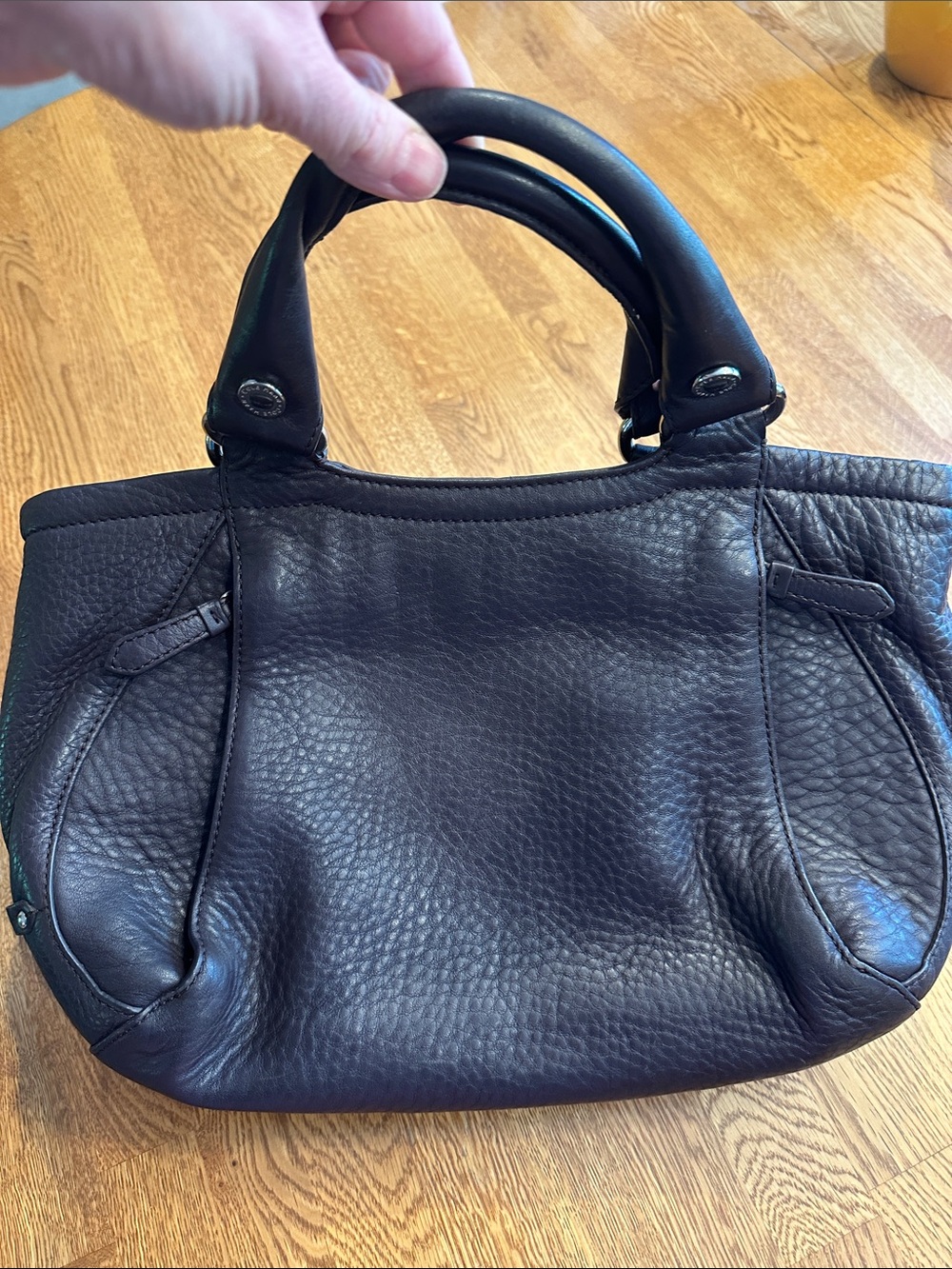 Cole Haan Black Pebbled Leather Satchel brownish black